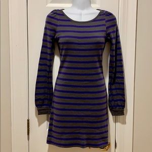 French Connection Gray & Purple Striped Dress